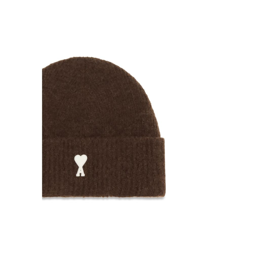 AMI Paris Brown Wool Beanie