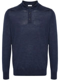 Caruso long-sleeve fine-knit polo shirt