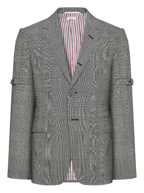 Thom Browne Prince of Wales fresco wool sport coat with armbands
