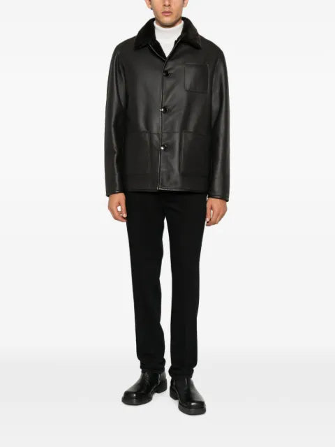 Manzoni 24 shearling-collar leather jacket
