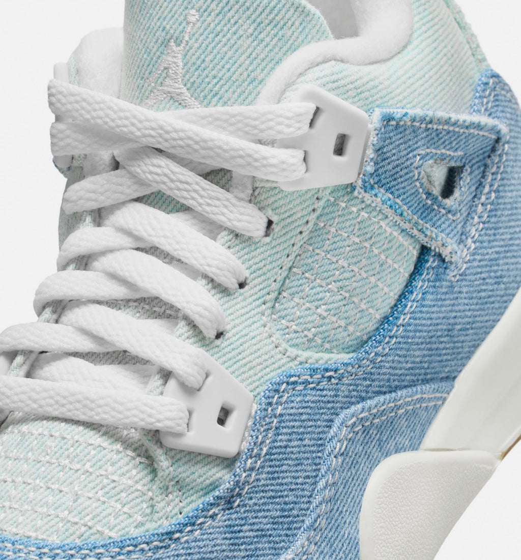 Air Jordan 4 Retro Worn Blue | Preschool Lifestyle Shoe | Sail/Worn Blue/Metallic Gold