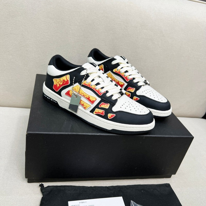 Amiri Skel-Top Low Black White Flame
