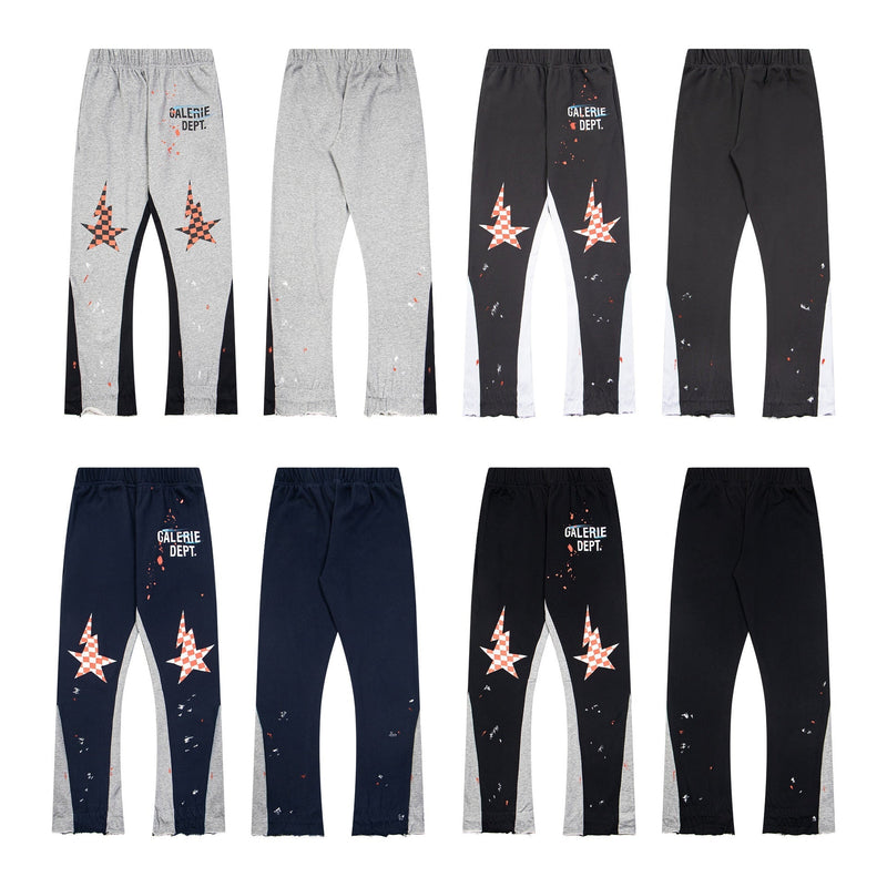 Gallery Dept Sweatpants Hand-painted splashed ink letter patch splicing casual trousers