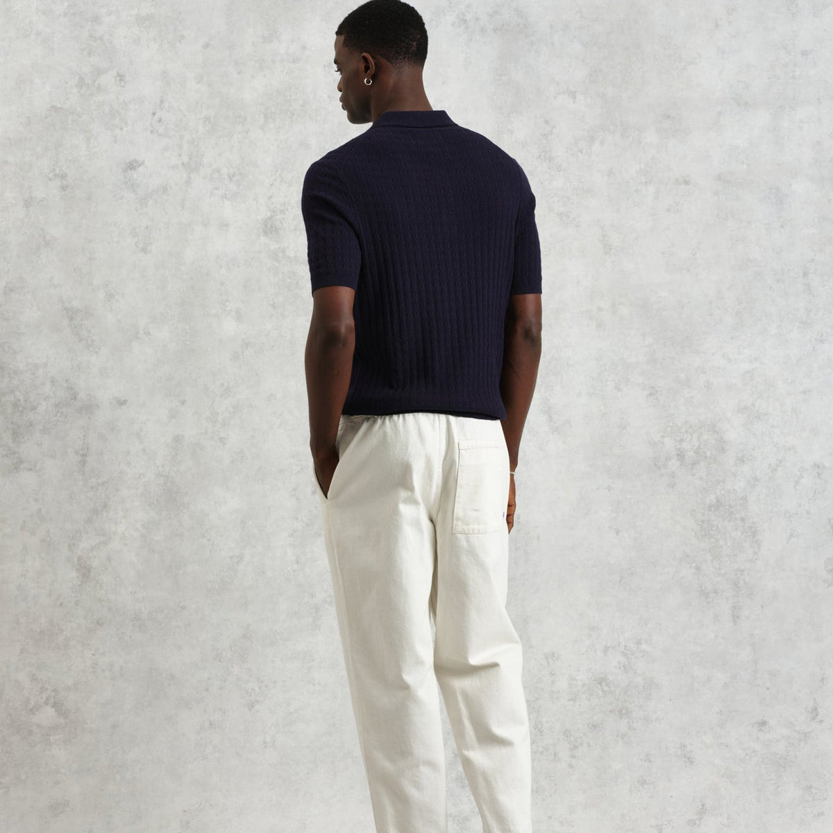 Wax London Naples SS Polo Retro Diamond: Navy