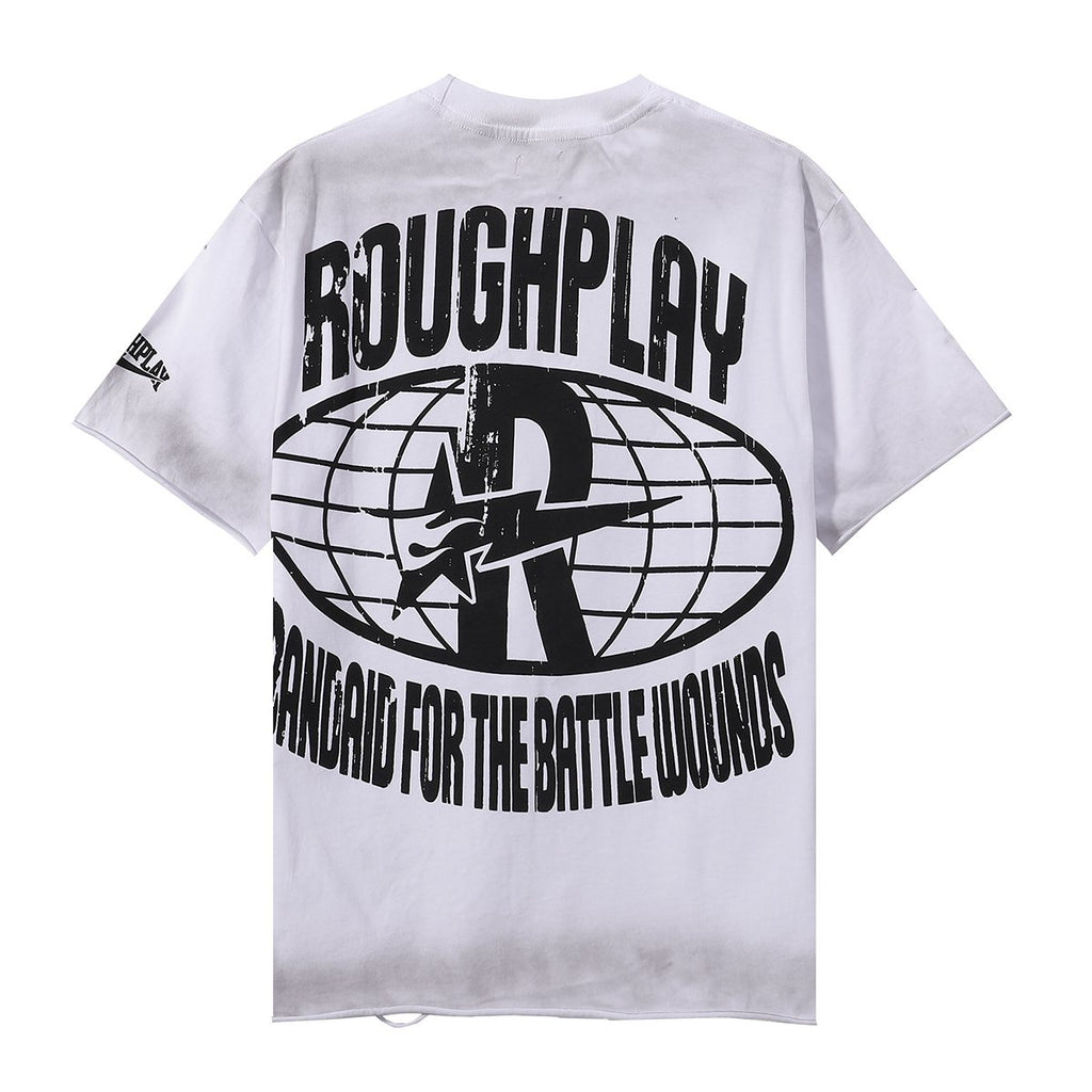Rough Play Heart Skull Distressed Graphic T-Shirt