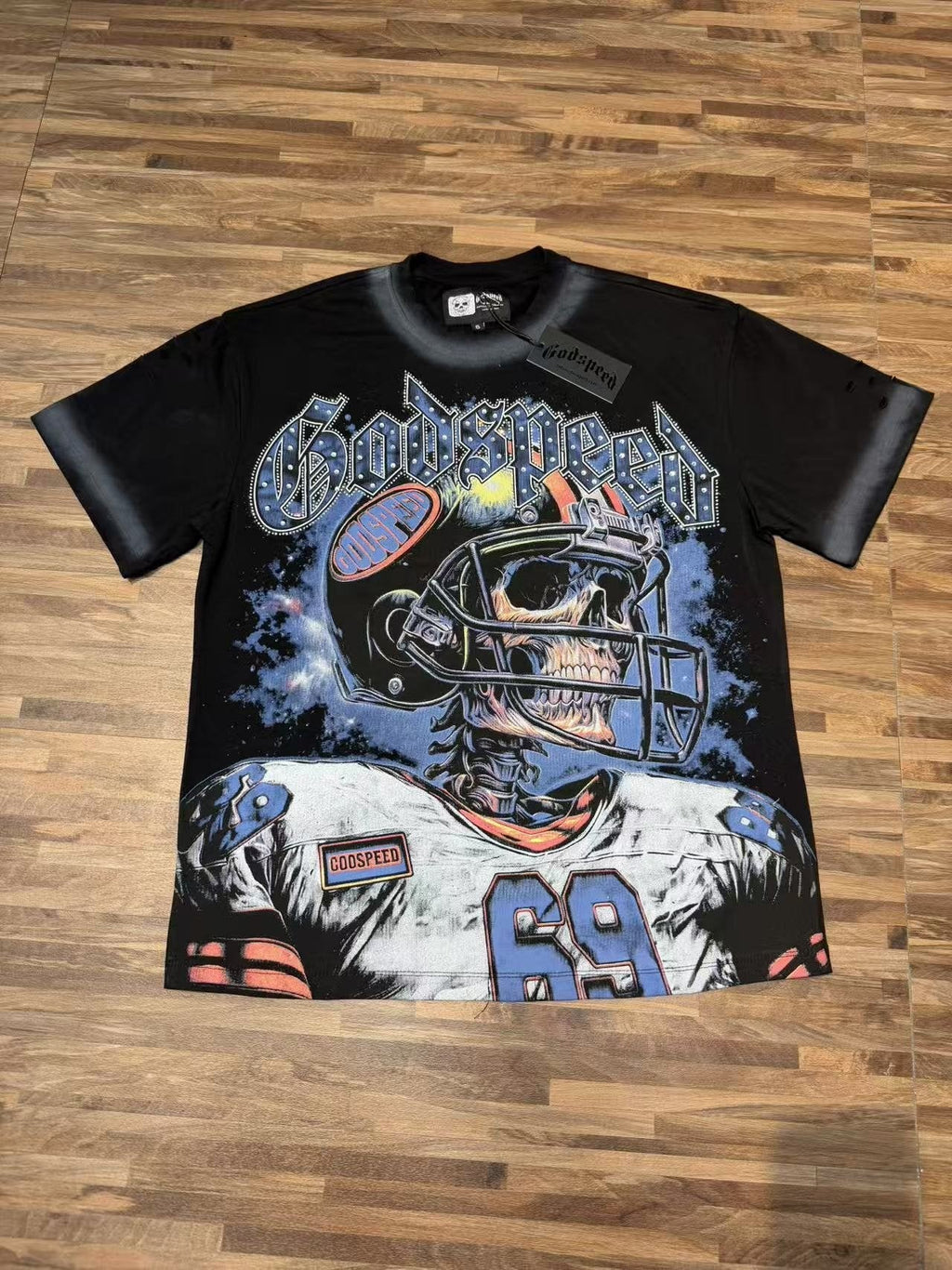 Godspeed Football Skull Graphic T-Shirt