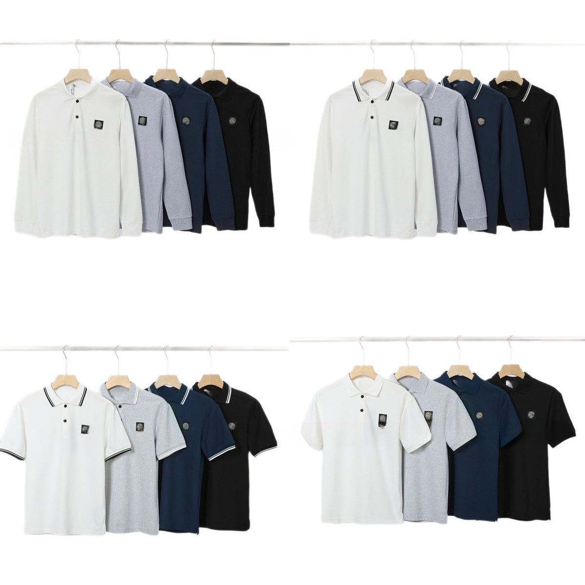 Stone Island Compass Patch Short & Long Sleeve Polo Shirt Streetwear