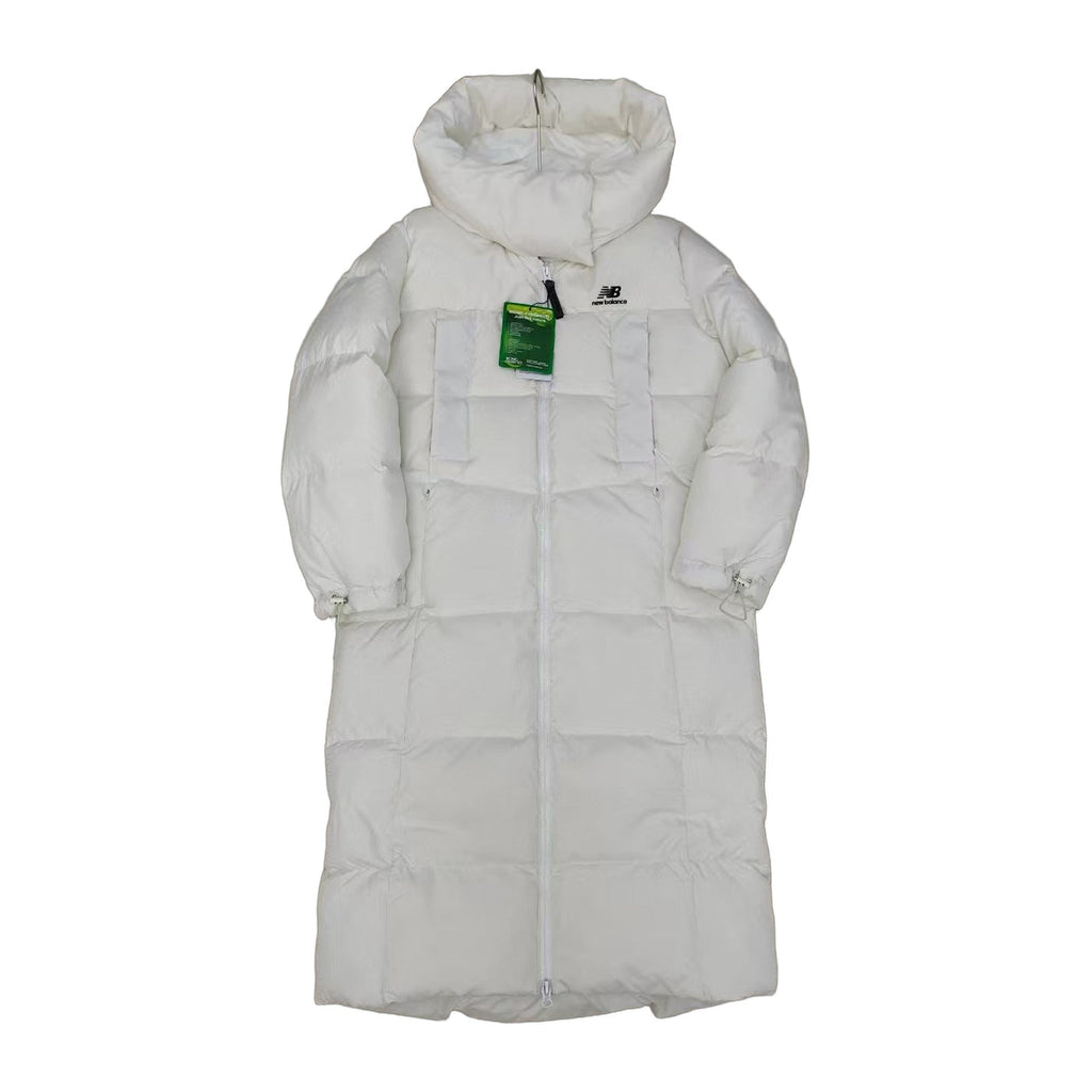 New Balance Hooded Long Puffer Coat | Off White | Women's Winter Coat