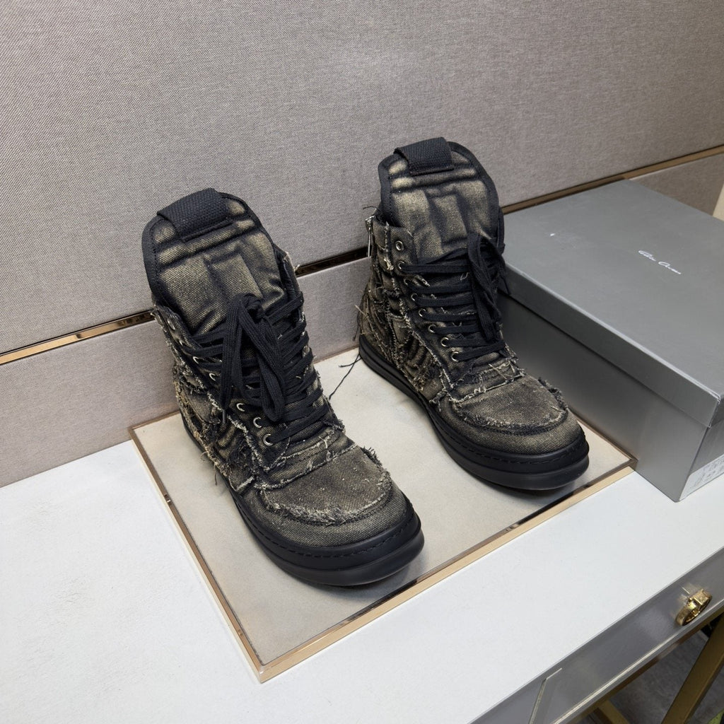 Men's Charcoal Gray and Black High-Top Sneakers