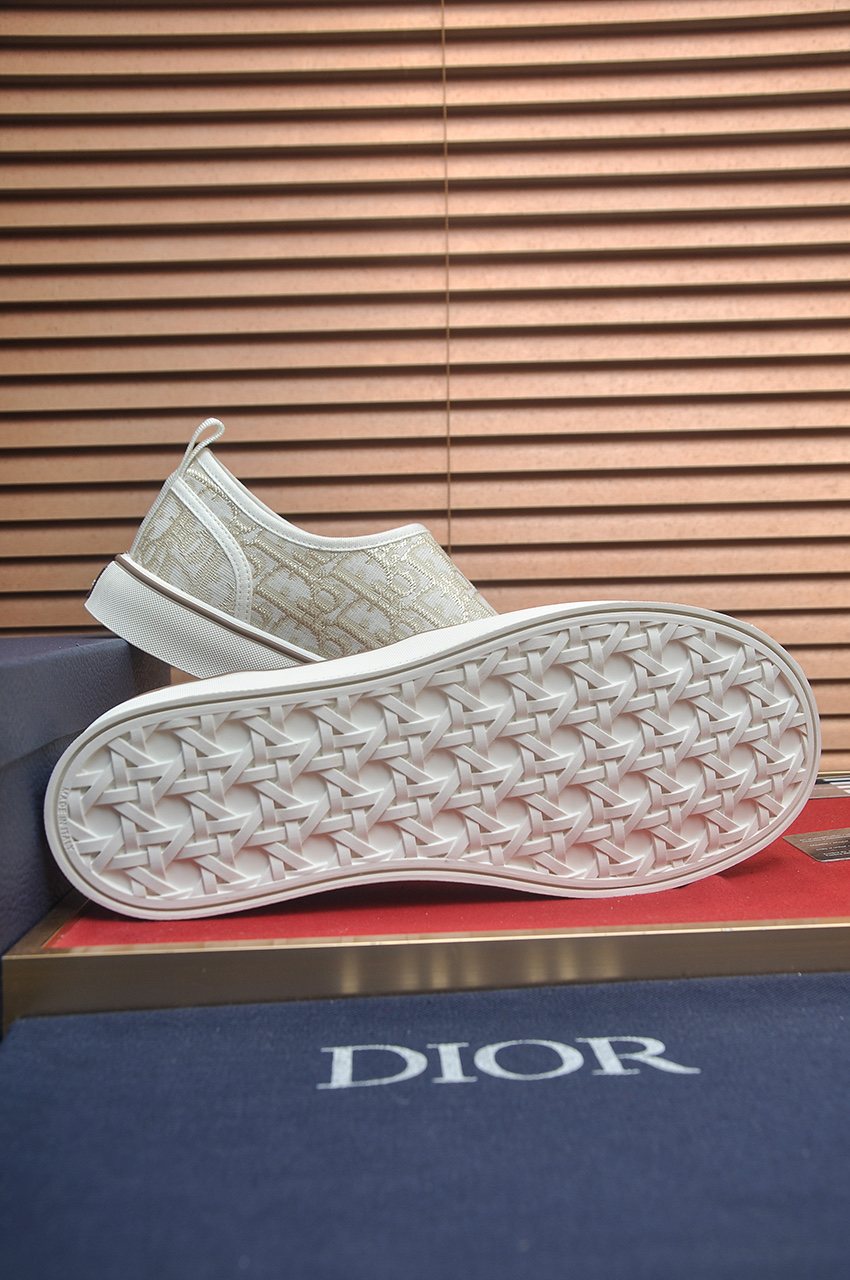 Dior Cream Patterned Slip-On Sneakers
