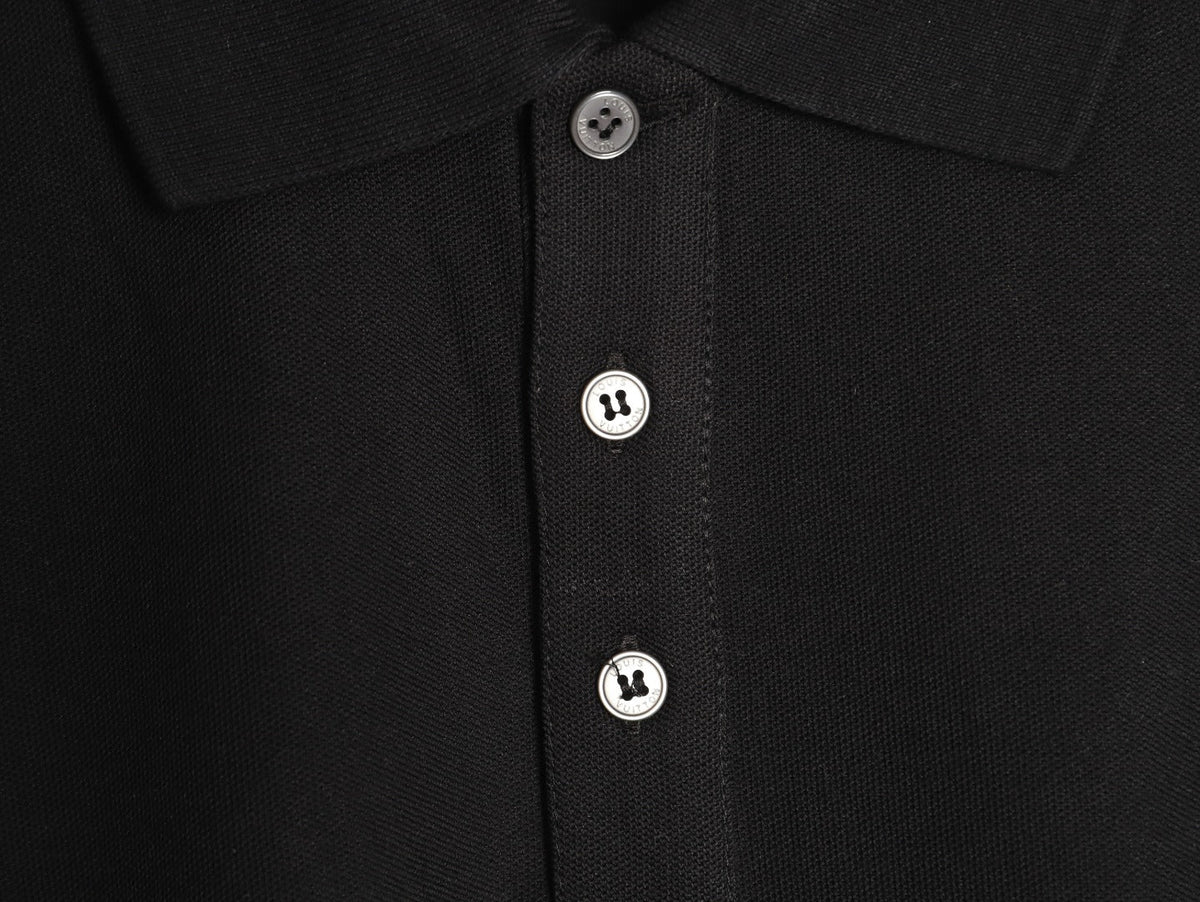 Louis Vuitton 25SS Letter-Detail Short-Sleeve Polo - Black